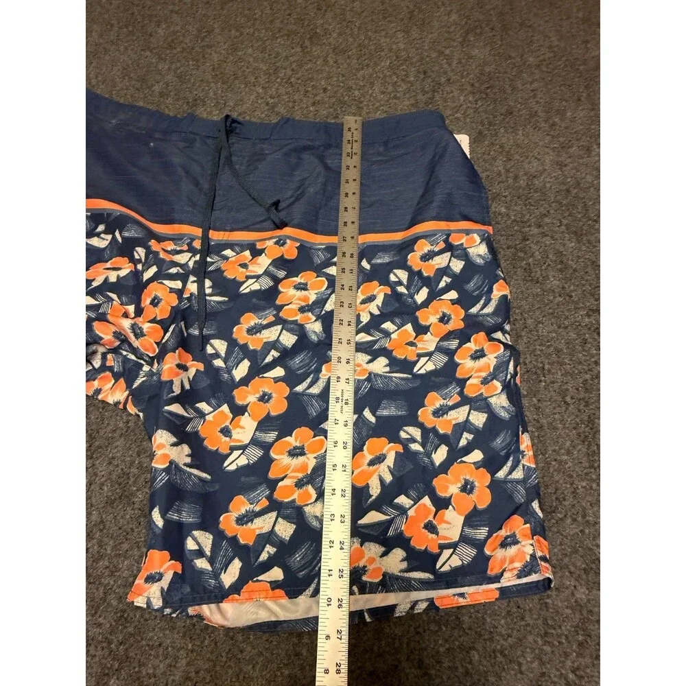 True Nation DXL Floral Insert Swim Trunks Men's 4XLT Blue Orange NWT